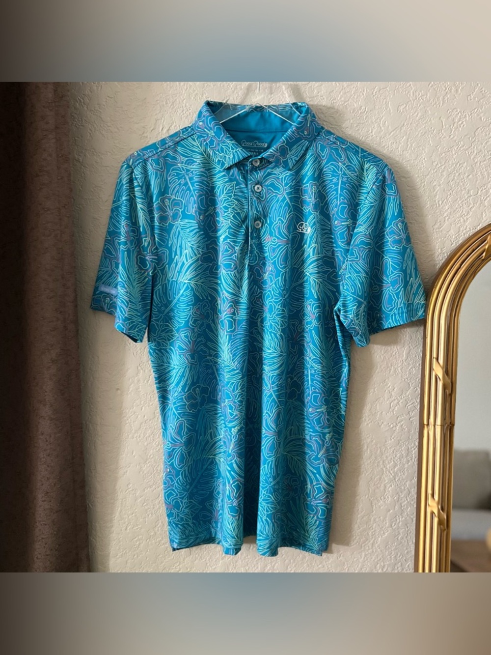 Good Good Golf Men's Polo Shirt Tropical Blue Size Small
